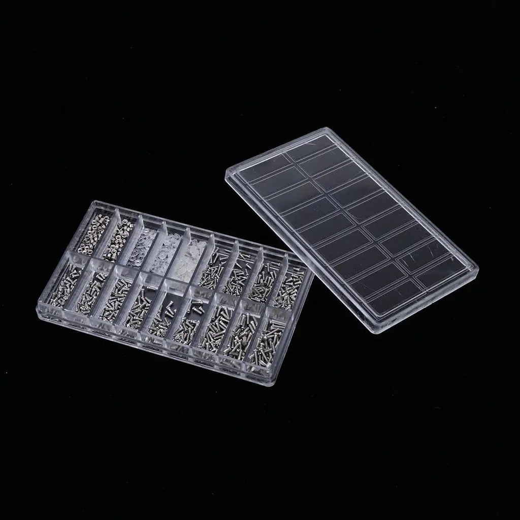 Eyeglasses Nose Pads Screws Plastic Cross Tip Screws 900pcs for Glasses 18 Grids Different Screws and s
