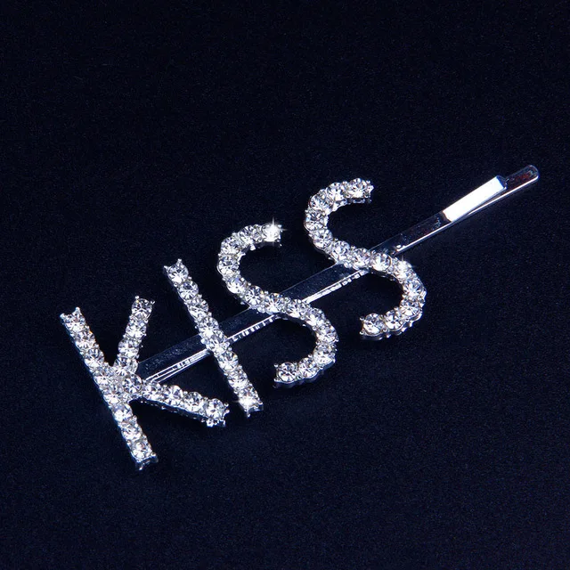 KISS Стразы StoneFans, заколки для волос с буквами, заколки для волос, для женщин, заколки для волос с кристаллами, свадебные украшения для волос, подарок - Окраска металла: KISS