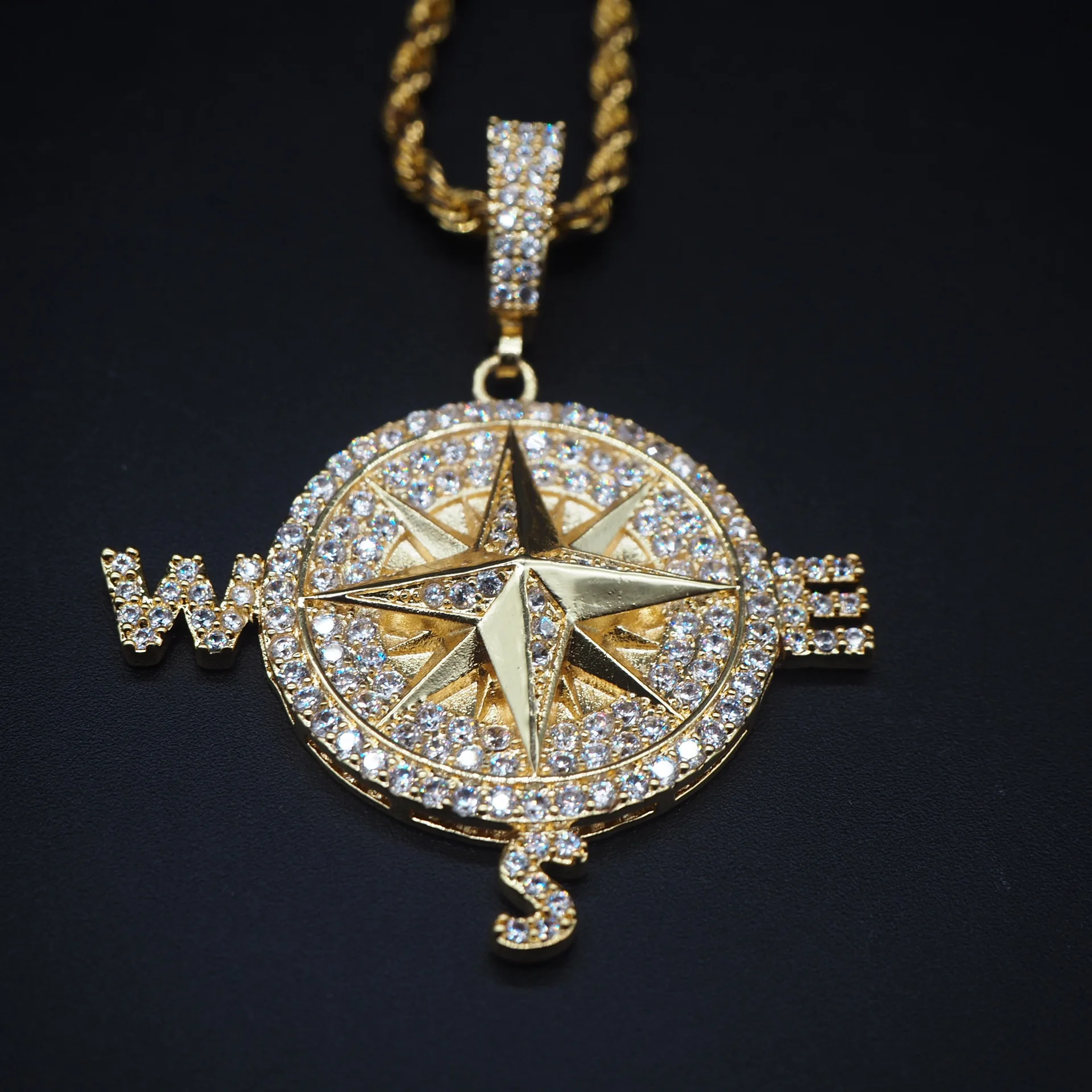 Мужское ожерелье со льдом Трендовое с подвеской кристалл фианит 4 мм теннисная