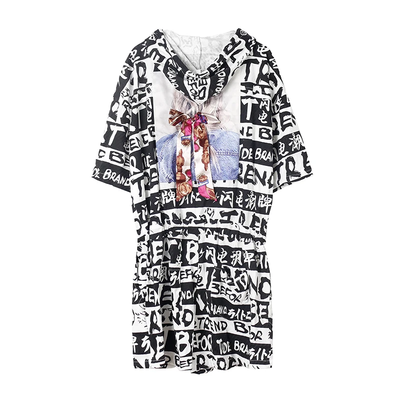 

European goods tide brand 2020 new hooded jumpsuit female loose and thin bf wind tooling short sleeve jumpsuit summer