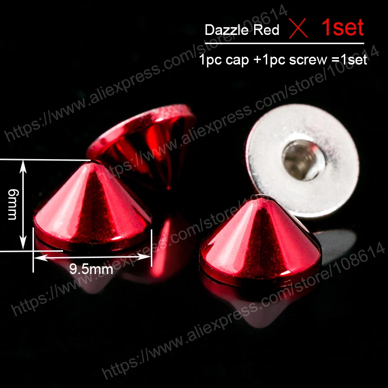 6mm Dazzle Red Конусообразные шипы шпильки для ног, обернутые в мешки с шпилькой для пояс с запахом, сумка, шляпа, обувь, кожаные чокер аксессуары своими руками - Цвет: 6mm Dazzle Red