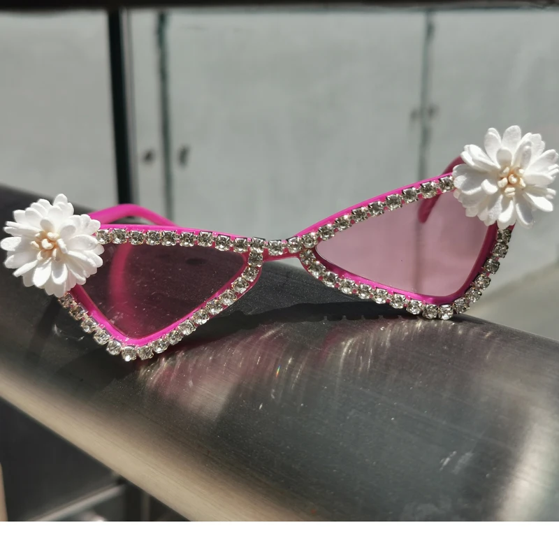 

ZAOLIHU Baby Pink Cat Eye Sunglasses Gorgeous Diamond Summer Kids Shades Flower Design Children Eyewear DIY Girls Sun Glassess