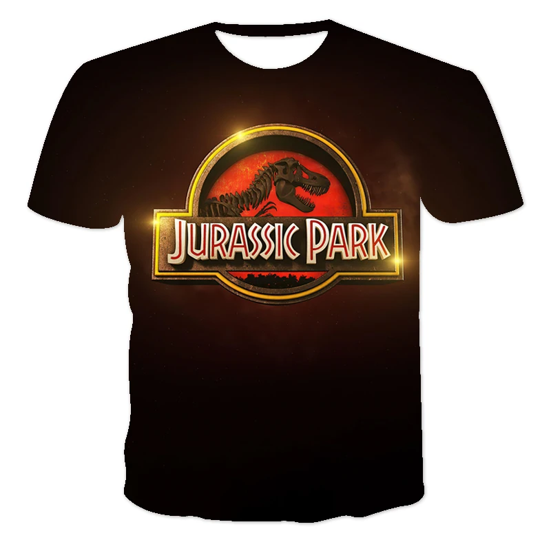 

2021 American Summer New 3D Printing Jurassic Park Anime Dinosaur Crew Neck T-shirt Daily Casual Style Short Sleeve 100-6XL