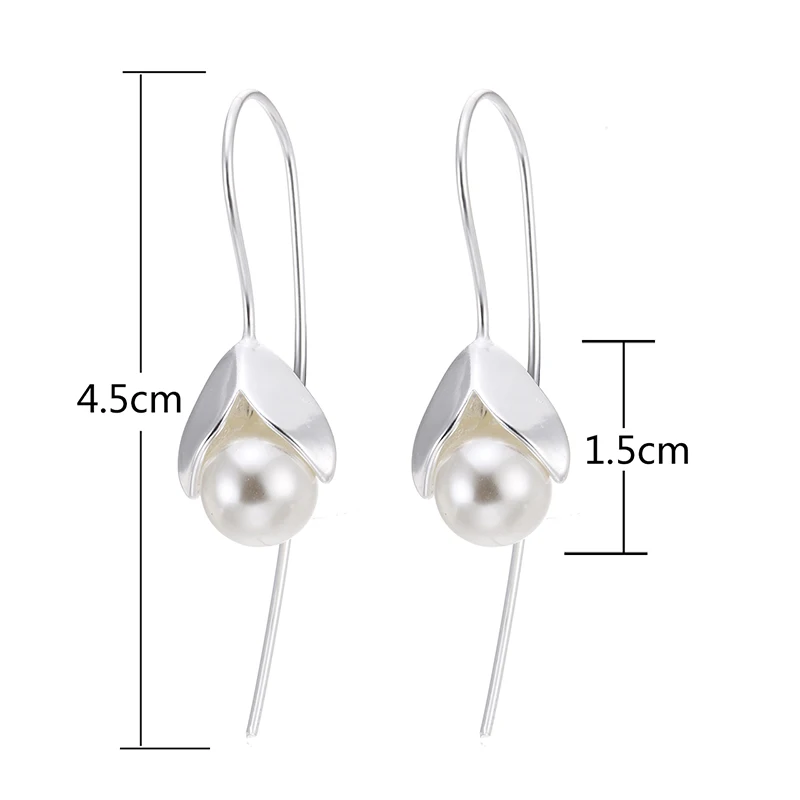 New Arrival 925 Sterling Silver Fashion pearl Flower Egg Ladies`drop Earrings Women Jewelry Birthday Gift Female Cheap | Украшения и