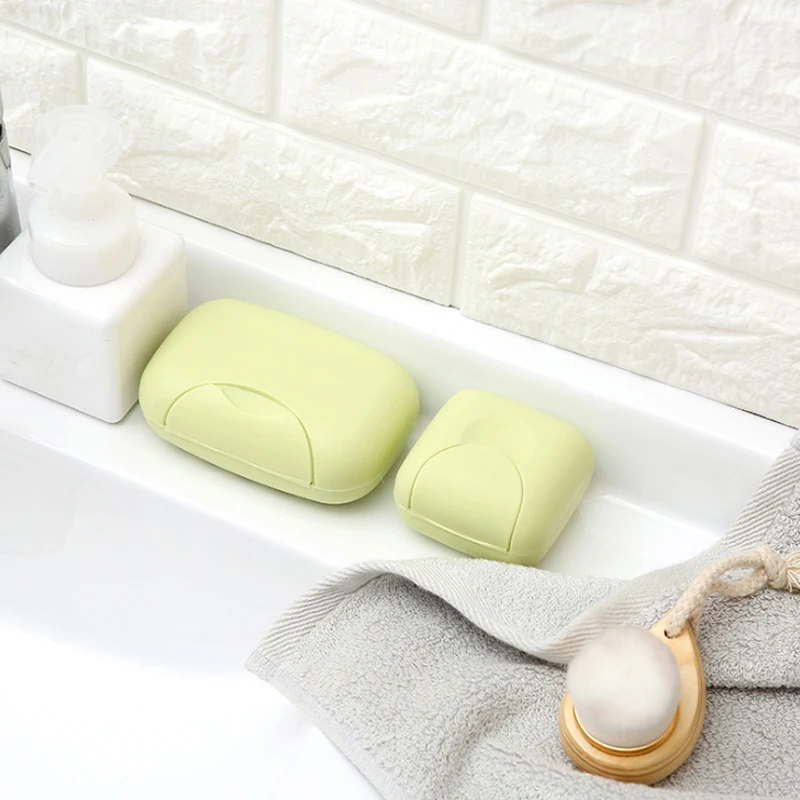 

1pcs Portable Soap Dishes Soap Container Bathroom Acc Travel Home Plastic Soap Box With Cover Small/big Sizes candy color