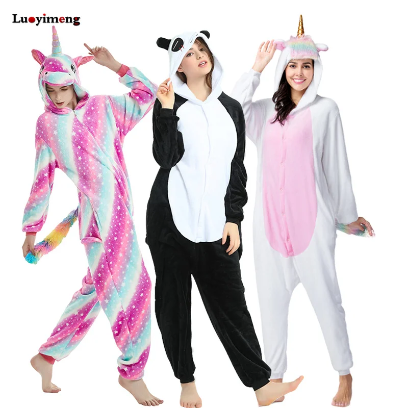 Пижама Kugurumi Panda Onesie для мужчин и женщин пижама с мультяшным единорогом зимний