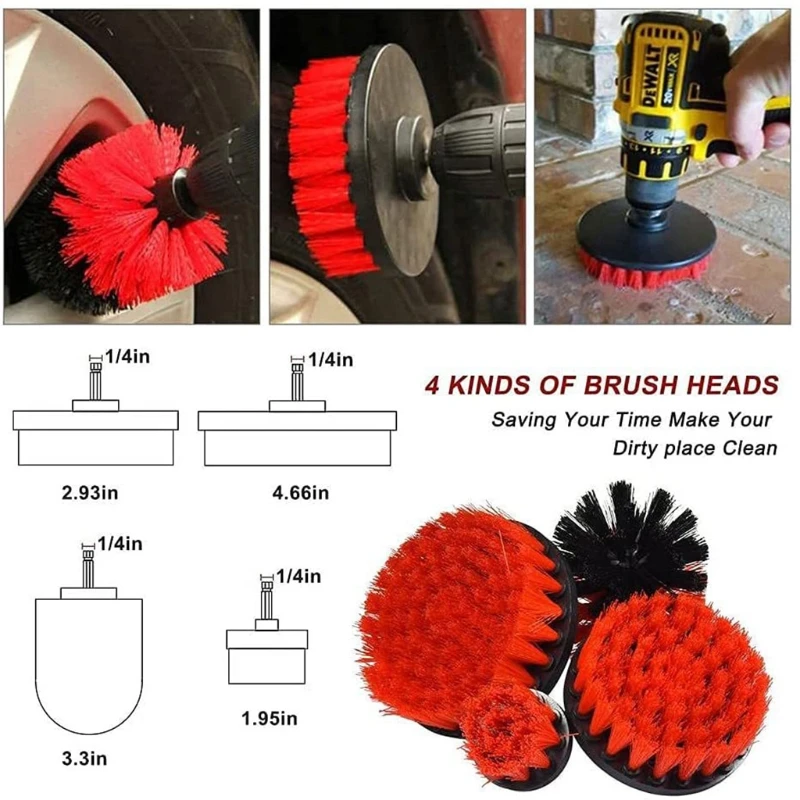 

18Pcs Motorcycle Bicycle Car Tire Rim Cleaning Brush Electric Drill Brush Kit F19A