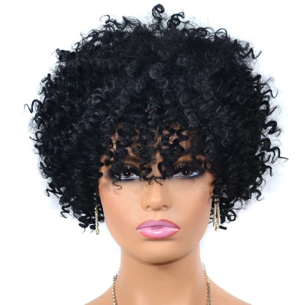 

Beiyufei Short Afro Kinky Curly Wig Kinky Small Curl Synthetic Wig 6 Inch Ombre Synthetic Wig Curls Hair Extension For Women