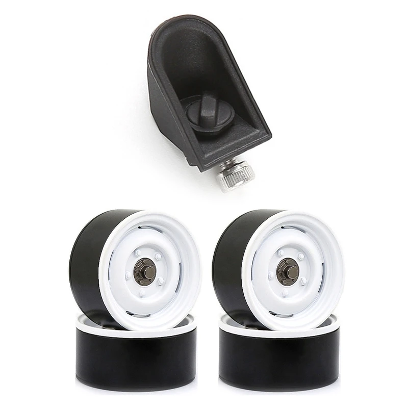 

2 Set RC Car Part: 1 Pcs Oil Tank Rubber Simulation Tank Mouth Oil Tank Cover & 1 Set Metal 1.9 Beadlock Wheel Rim Hub