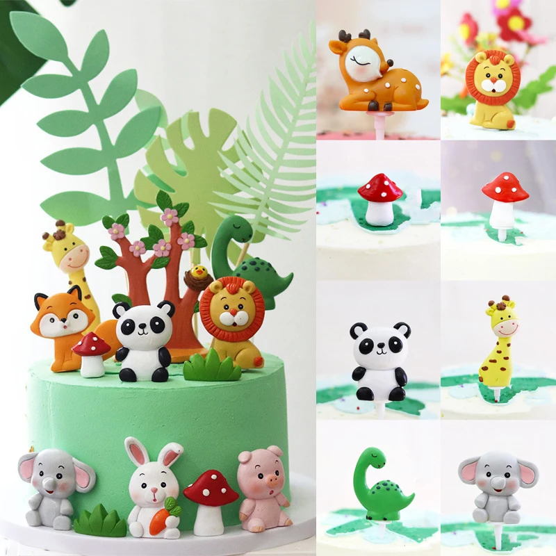 Игр тема джунгли мультфильм животных торт фигурки жениха и невесты Лиса панда