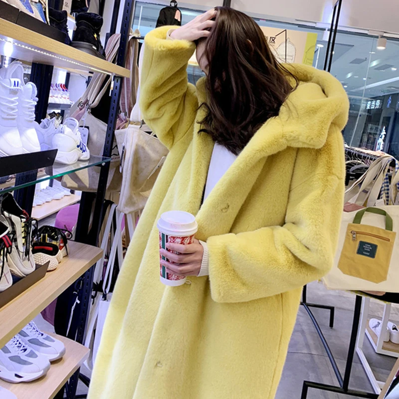 2019 пуховое пальто из искусственного меха утолщенное длинное Свободное легкая