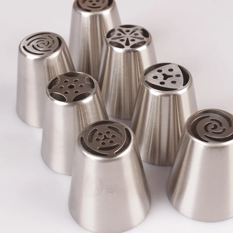 

7Pcs/Set Russian style Tulip Flower Silver Pastry Nozzles Cream Tips Baking Accessories Multi Purpose 201 Stainless Steel