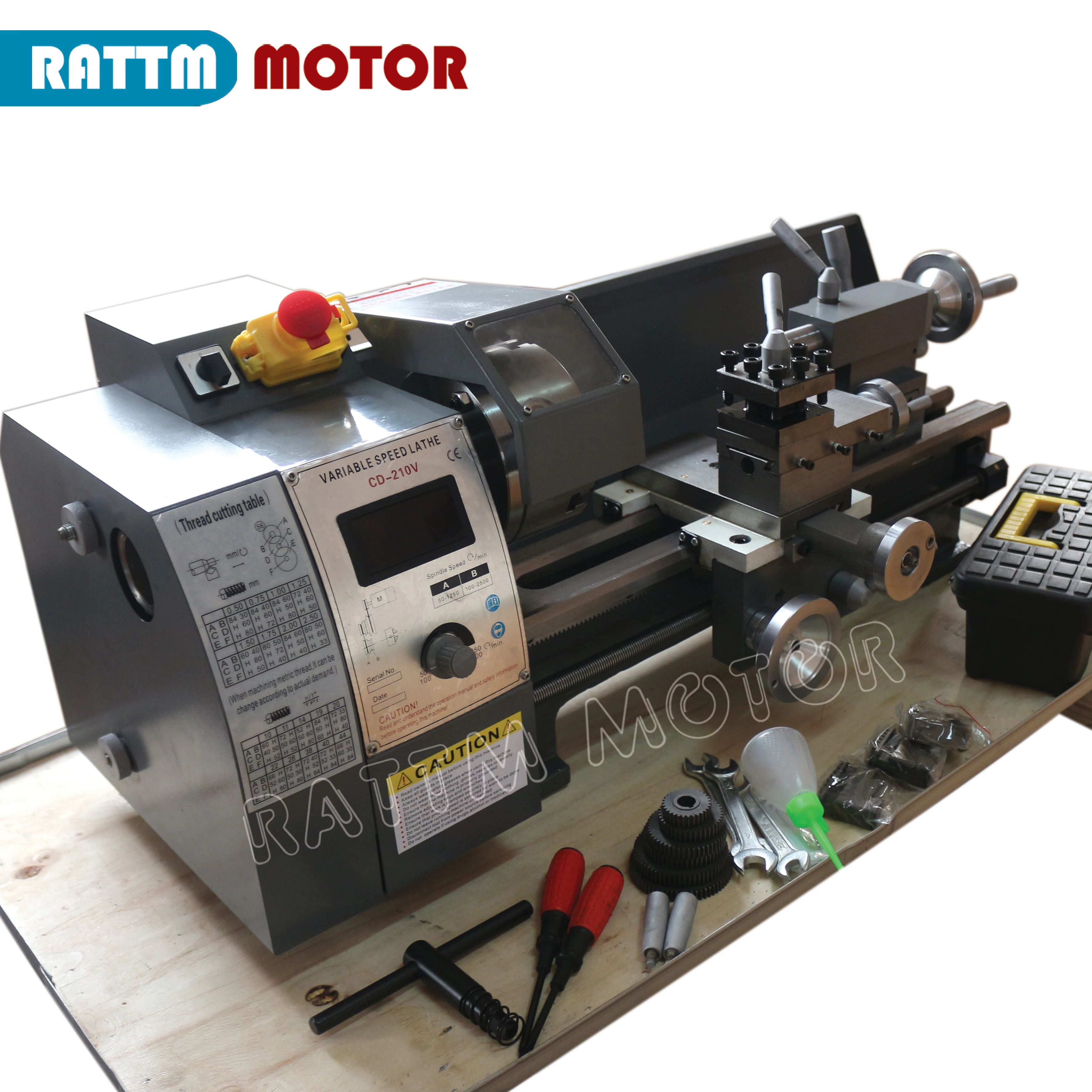 

Home Metal Lathe CD-210V small ball machine mini machine tool teaching 400 x 210mm Metal lathe woodworking & 750W Spindle