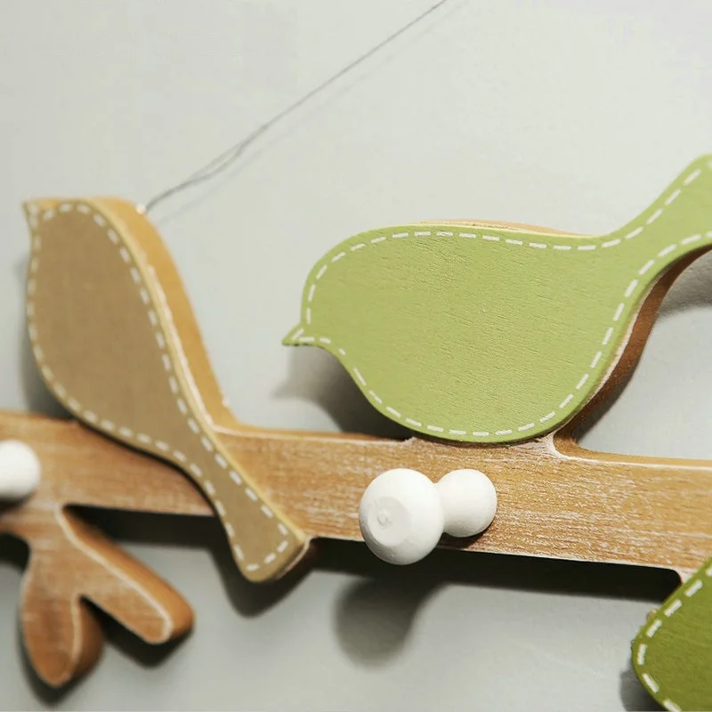 Настенный настенный деревянный крючок для пальто с птицами вешалка одежды