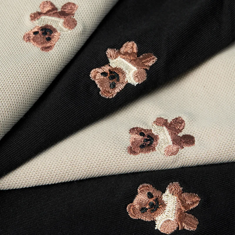 Рубашка-поло KUEGOU мужская с вышивкой медведя модная Удлиненная рубашка-поло