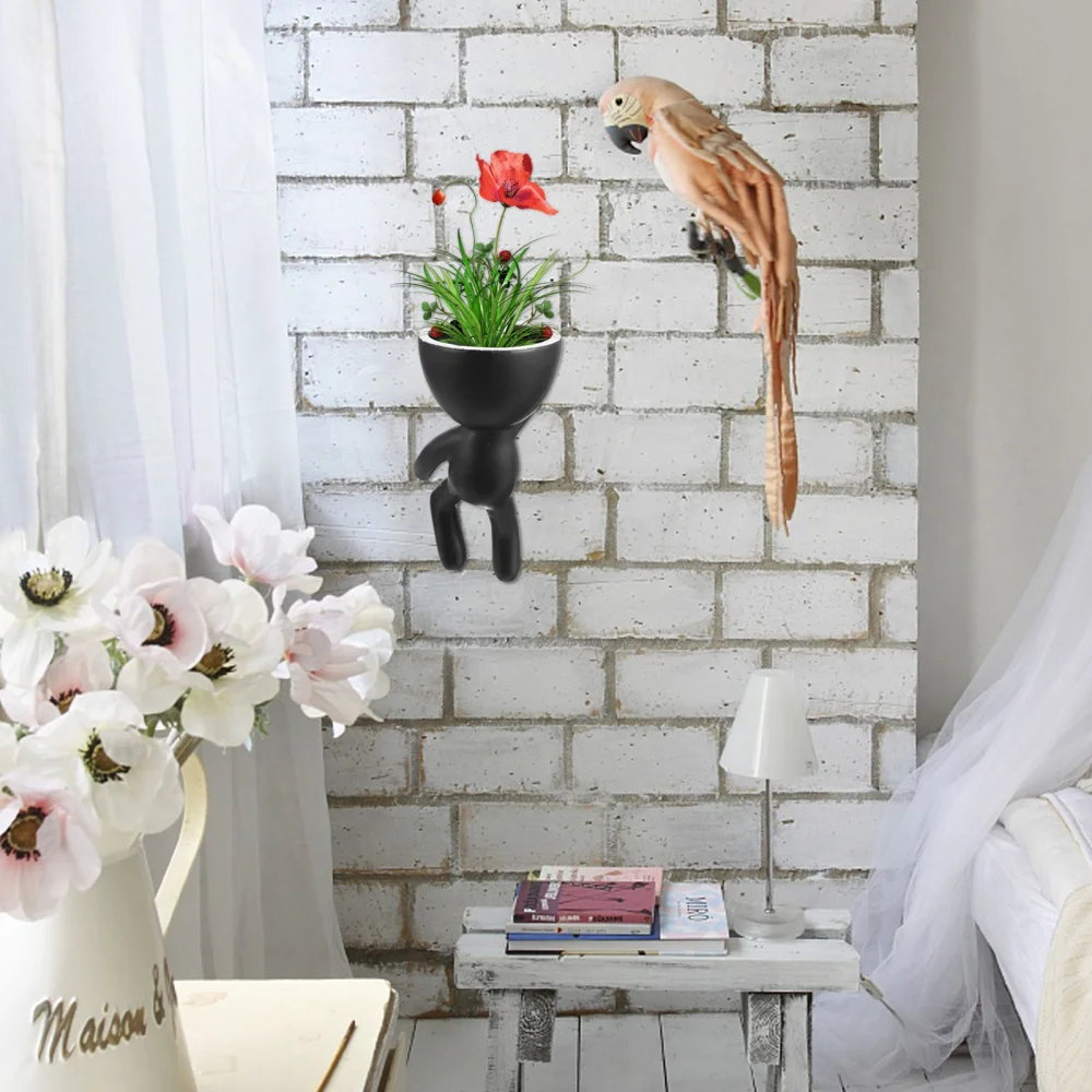 

Character Sculpture Vase Flowerpot Flower Container Wall Hanging Planter
