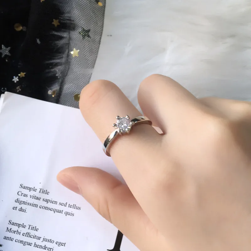 Descuento anillo de diamante pequeño laboratorio femenino lujo Plata Ley auténtica compromiso anillos bod | Украшения и