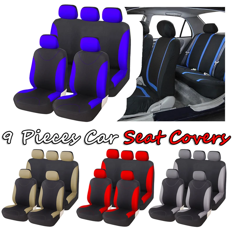 Full Set Car Seat Covers on Blue,Front and Rear Seat Protection Universal Fit AutoTruck Van SUV,For Toyota Yaris Nissan Citroen