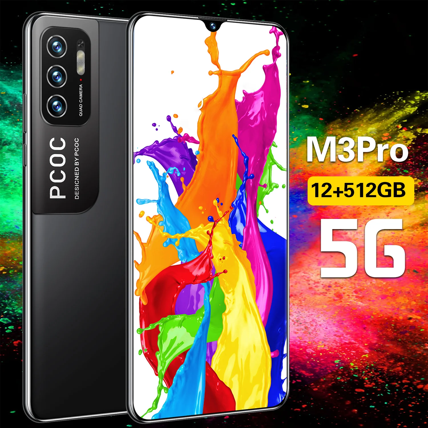 

Cellphone HUAWA M3Pro Global Version Smartphone 16G+512GB Android10 6.72Inch 16+32MP Deca Core 5G 6800mAh Undefined Mobile Phone