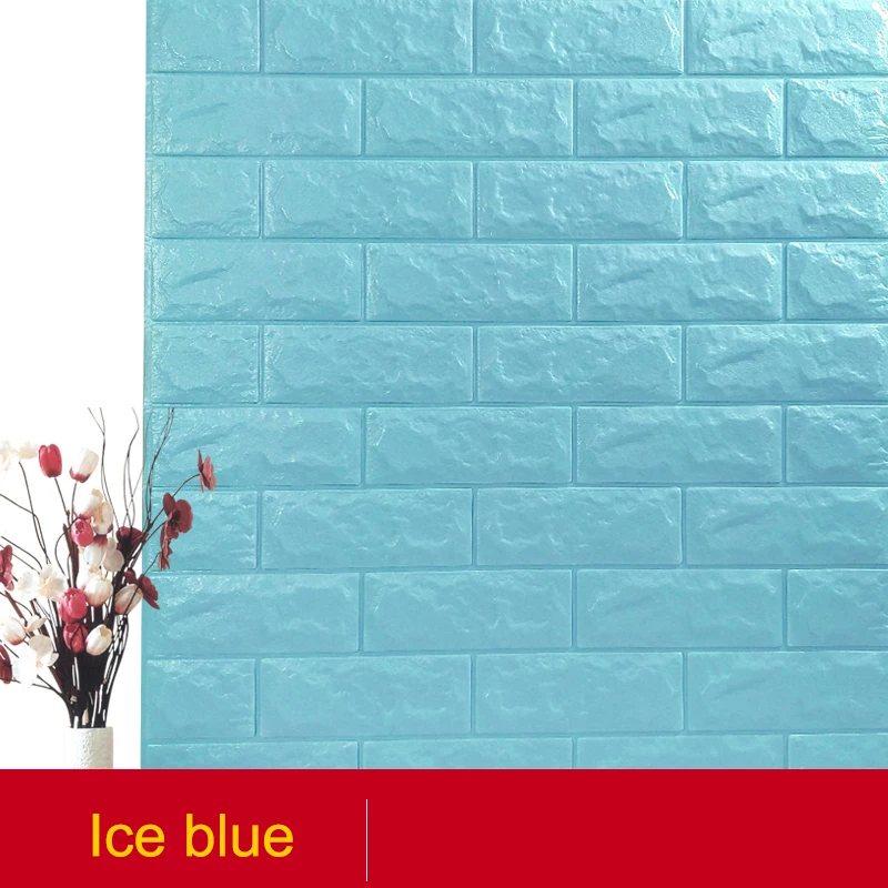 Ice blue Самоклеющиеся водонепроницаемые ТВ фоновые обои-с рисунком кирпича 3D стикер стены гостиной обои для спальни декоративные 70*77 - Цвет: Ice blue