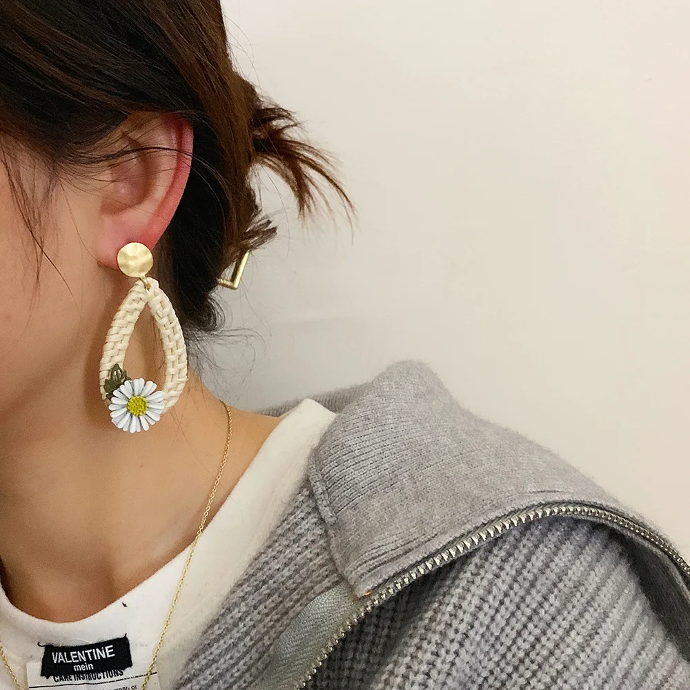 Новые корейские бамбуковые деревянные серьги подвески для женщин пляжные