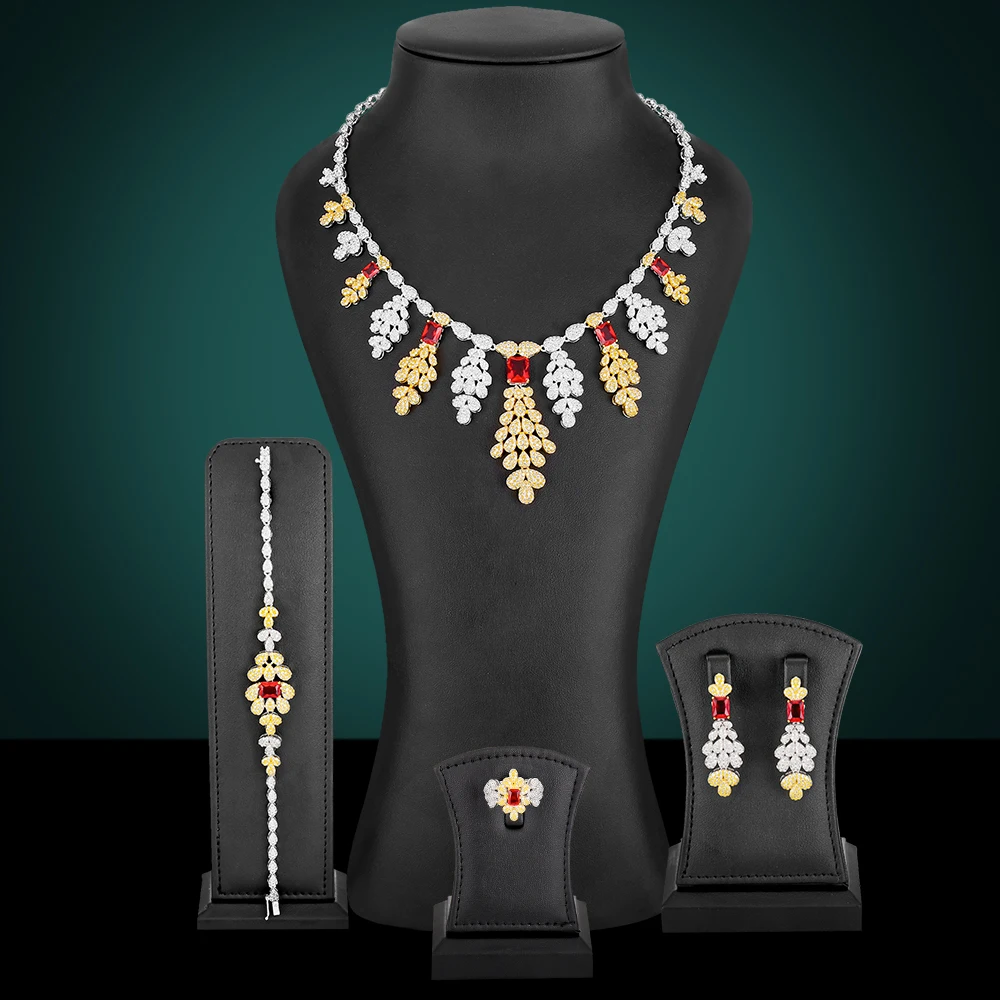 barato Missvikki Luxo Flor Cluster Africano Gargantilha Colar Conjuntos De Jóias Para O Casamento Feminino Zircon Cúbico Cz Dubai Ouro Nupcial Jóias