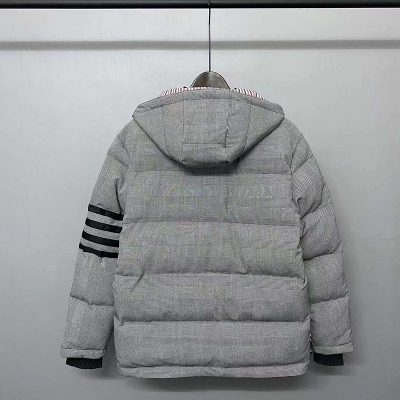 

Модная брендовая хлопковая одежда TB 2021, мужская куртка с капюшоном, свободное Полосатое толстое повседневное хлопковое пальто с рисунком «...