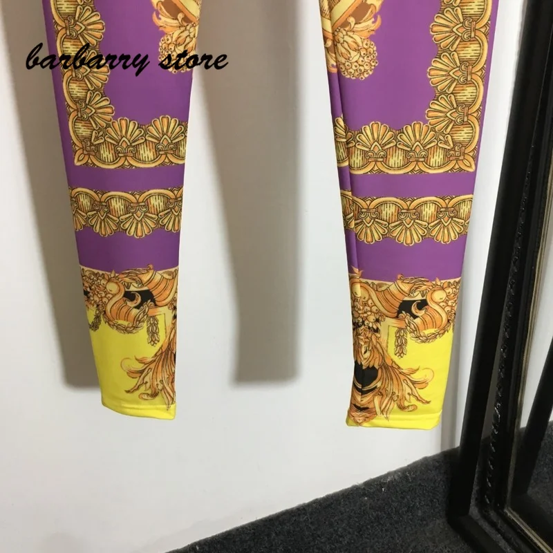 

Spring summer high quality women's fashion retro printing sexy Leggings High Waist Stretch fitness pants versatile slim Leggings