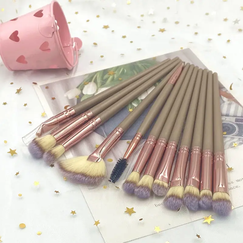 

ZZDOG New 12Pcs Eyeshadow Professional Makeup Brushes Set Lip Eyebrow Eyeliner Detail Brush High-Quality Champagne Beauty Tools