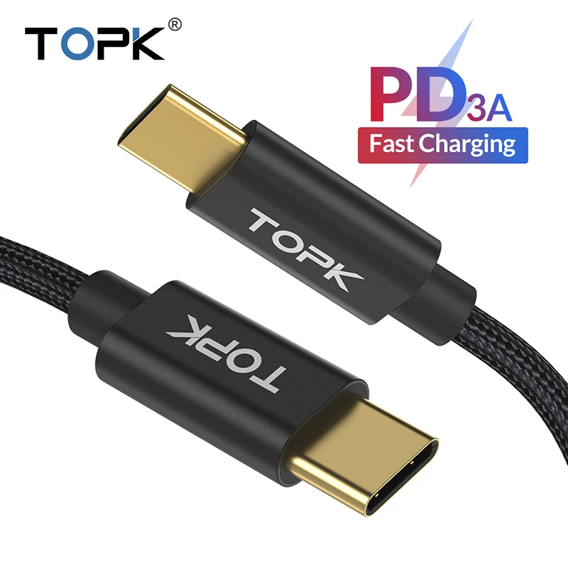 TOPK кабель Переходник USB C на с разъемом типа для Samsung S20 PD 60 Вт MacBook Pro iPad Pro2020 Quick Charge 4