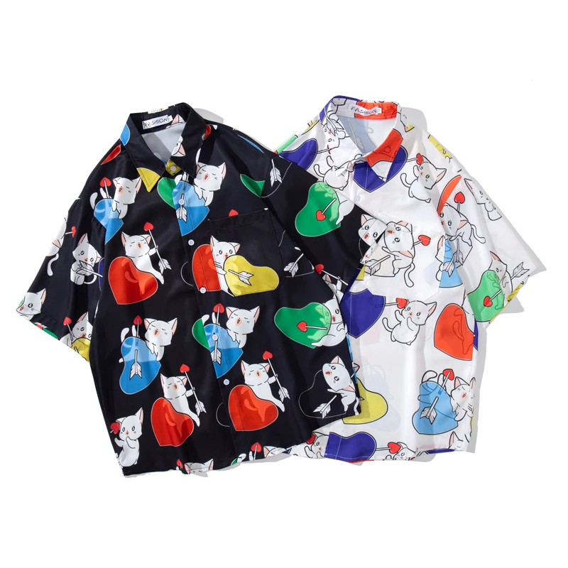 

Men Shirt Short Sleeve 2021 Loose Casual Turn Down Collar Floral Shirt Summer Fashion Summer Printed Beach Vintage Hawaiian Tops