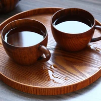 260ml wooden tea cup beer mugs with handgrip tableware beer dining cups bar drinkware eco friendly wooden tray tableware set
