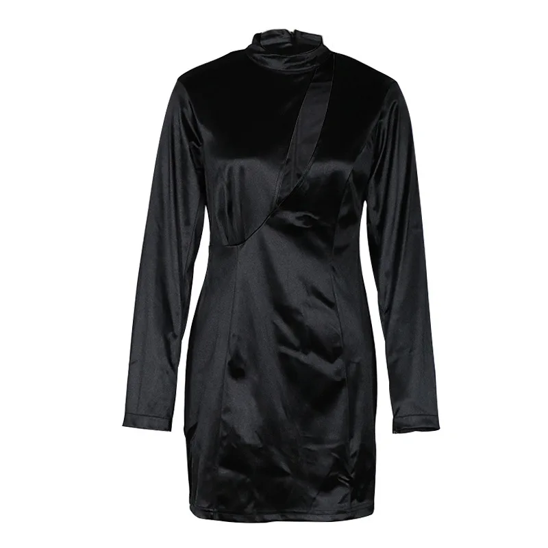 

HAOOHU 2020 Spring NewHot Selling Solid Color round Neck Long Sleeve Slim Sheath Dress Drom Dresses Maxi Dress Summer Dress