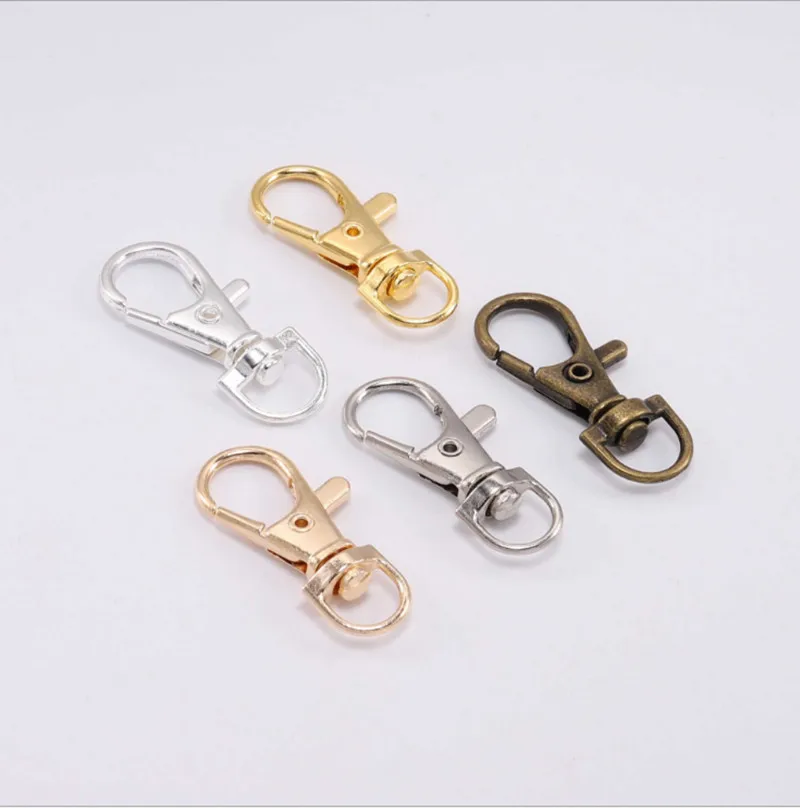 

10pc Gold Silver Antique Bronze Swivel Lobster Clasp Clips Key Hook Keychain Split Key Ring Findings Clasps For Keychains Making