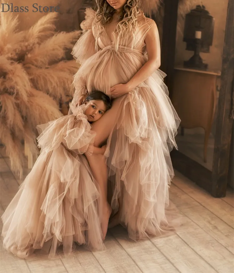 

Light Illusion Evening Dress For Mother And Daughter Dresses Simple Tulle Tiered For Formal Prom Dress A-line robe de soirée