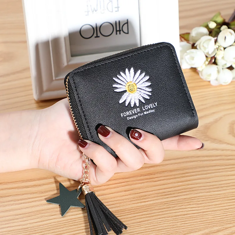 2021 new Korean wallet short paragraph Su Liu daisy card holder cute small coin purse women | Багаж и сумки