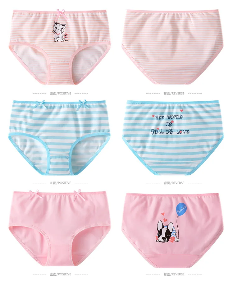 

3 Pcs/Lot High Quality Children's Underwear for Kids Cartoon Shorts Cotton Underpants Briefs for Girls Teenage Striped Pants