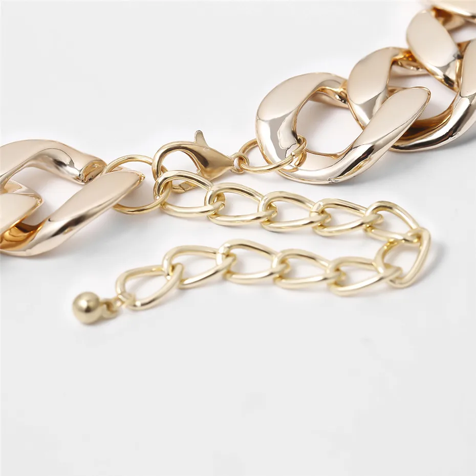 

Salircon Punk Short Choker Chunky Necklaces Bohemia Thick Curb Cuban Clavicle Chain Necklace For Women Statement Jewelry Collar