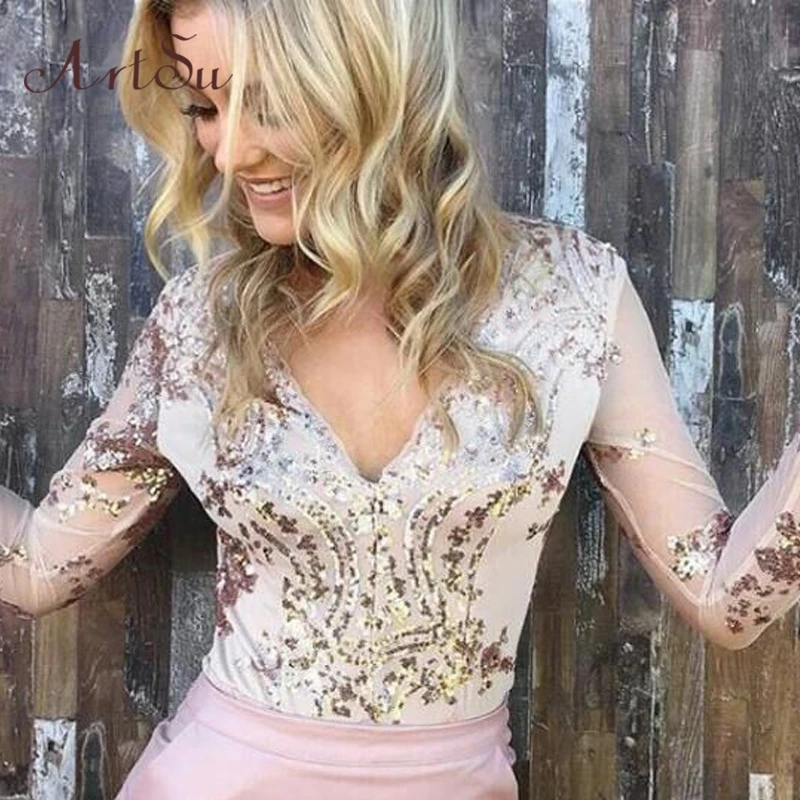 Боди с длинным рукавом Artsu Осенний сетчатый прозрачный комбинезон золотыми