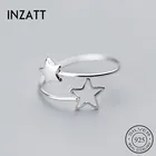 Женское регулируемое кольцо с полыми звездами INZATT, изящное вечервечерние ювелирное изделие из настоящего серебра 925 пробы, аксессуары в минималистическом стиле