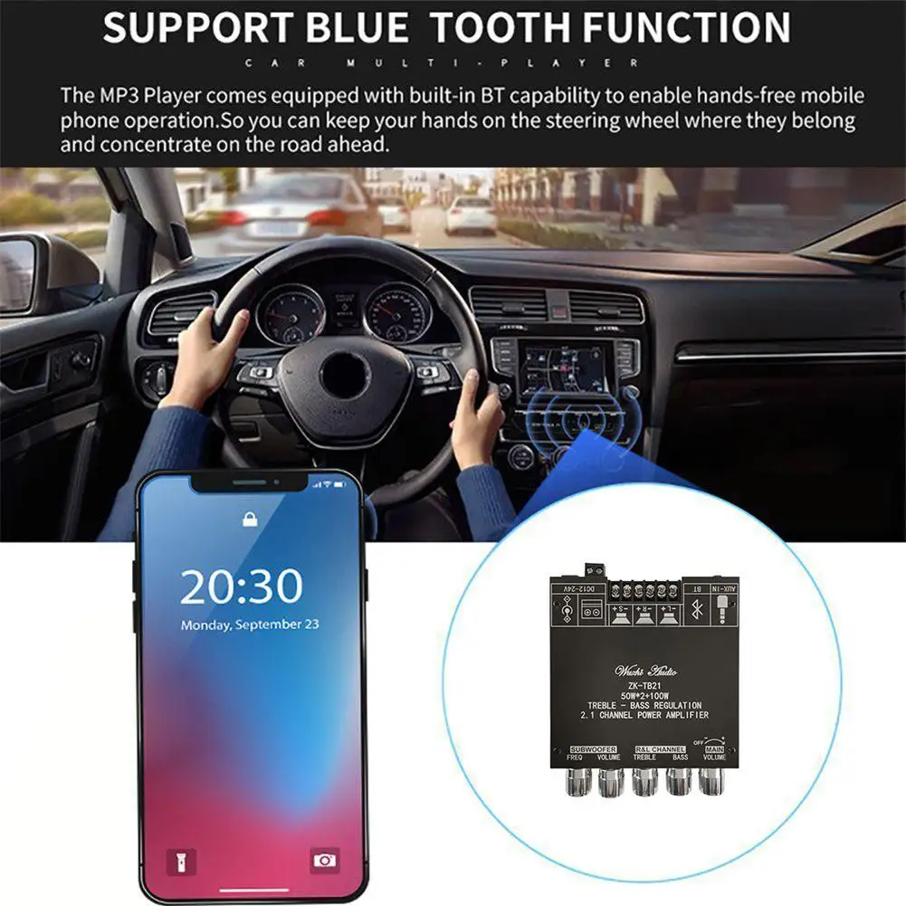 

Bluetooth 5.0 Audio Power Amplifier Module 2.1 Channel Amp 50W Board AUX Digital X Circuit Input Audio Power 2+100W T7A1
