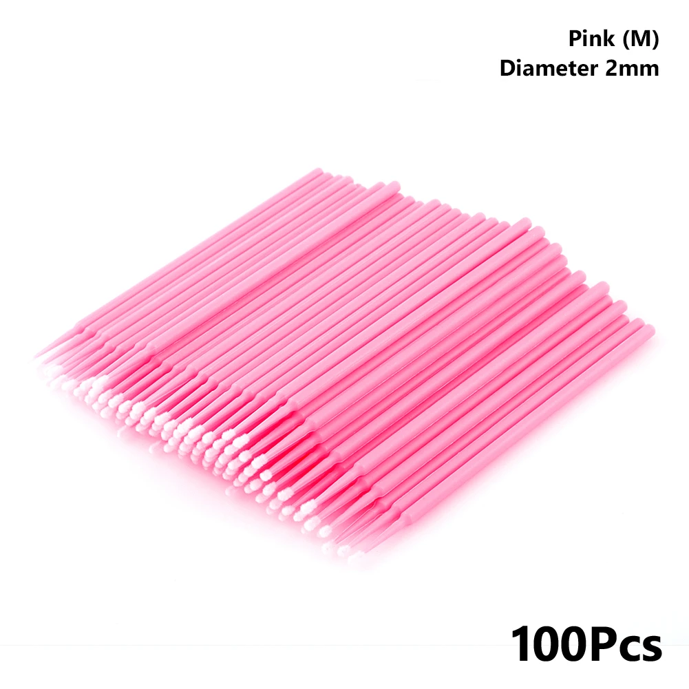 Pink Bag 100 шт одноразовые красочные ватные тампоны щетка для ресниц очищающий тампон горячее естественное приспособление для снятия ресниц комплект микрочипов татуировки - Цвет: Pink Bag