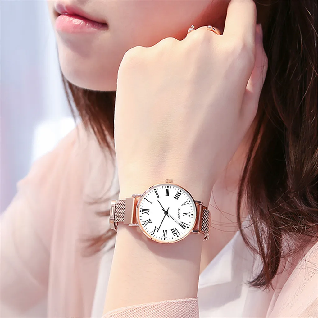 

Womens Watch Fashion Women's Magnet Buckle Mesh Belt Watches Quartz Analog Round Wrist Watch Watches Women Fashion Watch 2020