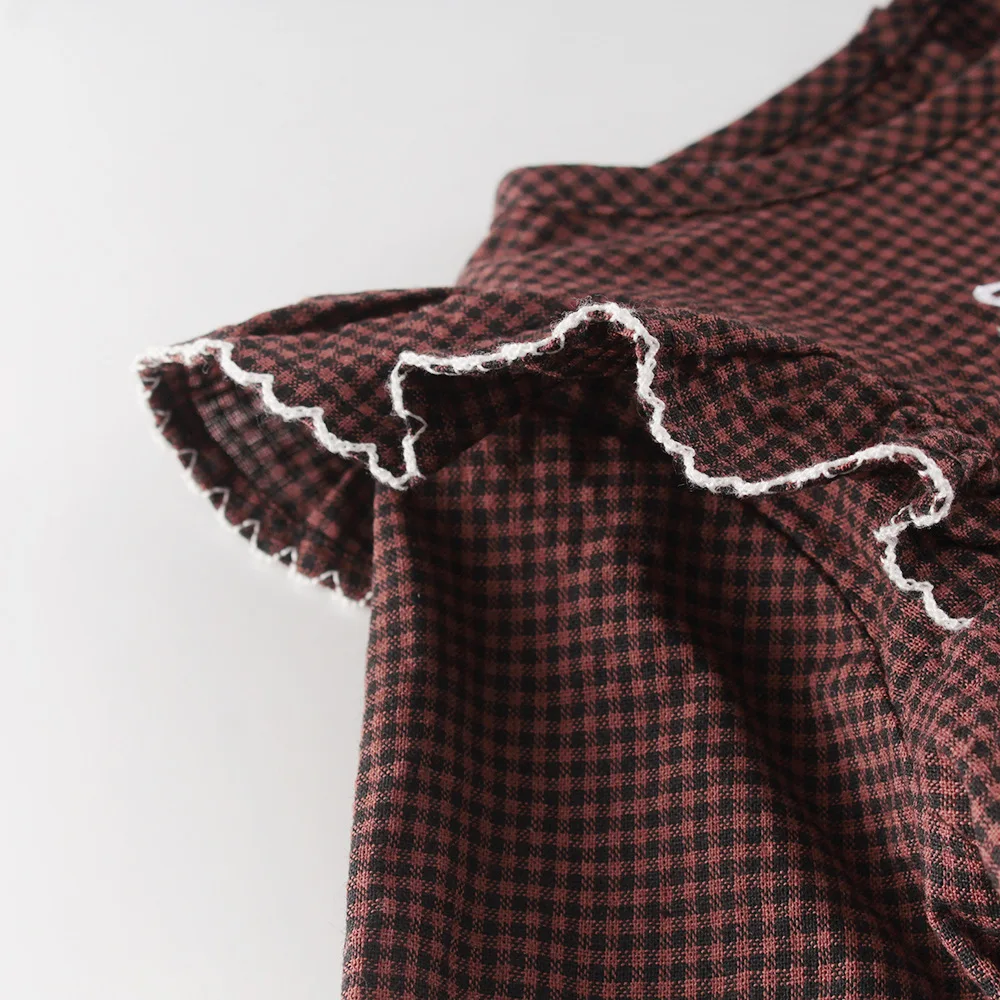 2021 весенние боди для маленьких девочек Клетчатое с длинными рукавами и юбка