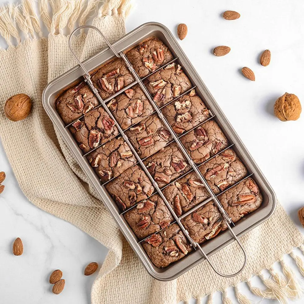 

Professional Bakeware 18 Cavity Baking Tools Easy Cleaning Pan Baking Grid Chocolate Square Cake Brownie Non-stick Mold L6K8