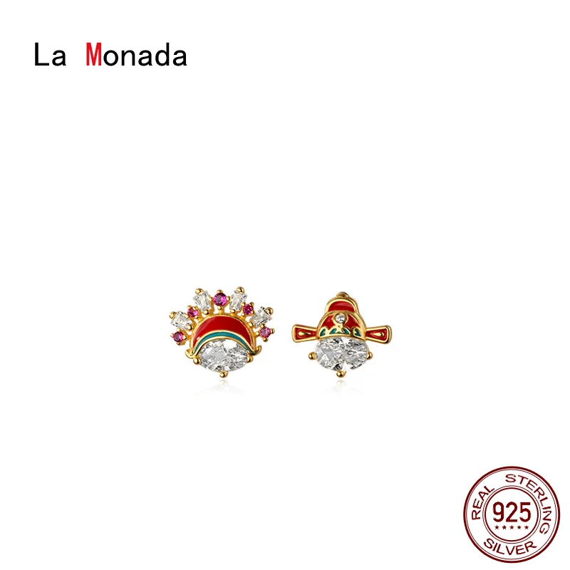 

Женские серебряные серьги-гвоздики La Monada, асимметричные серьги из серебра 925 пробы в стиле китайской оперы, серебряные серьги в стиле ретро, ...