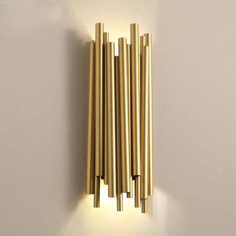 Modern Gold Tube LED Wall Sconces Luxury Home Decor Lamp For Living Room Indoor Creative Design  Bedroom Bedside Light Fixtures