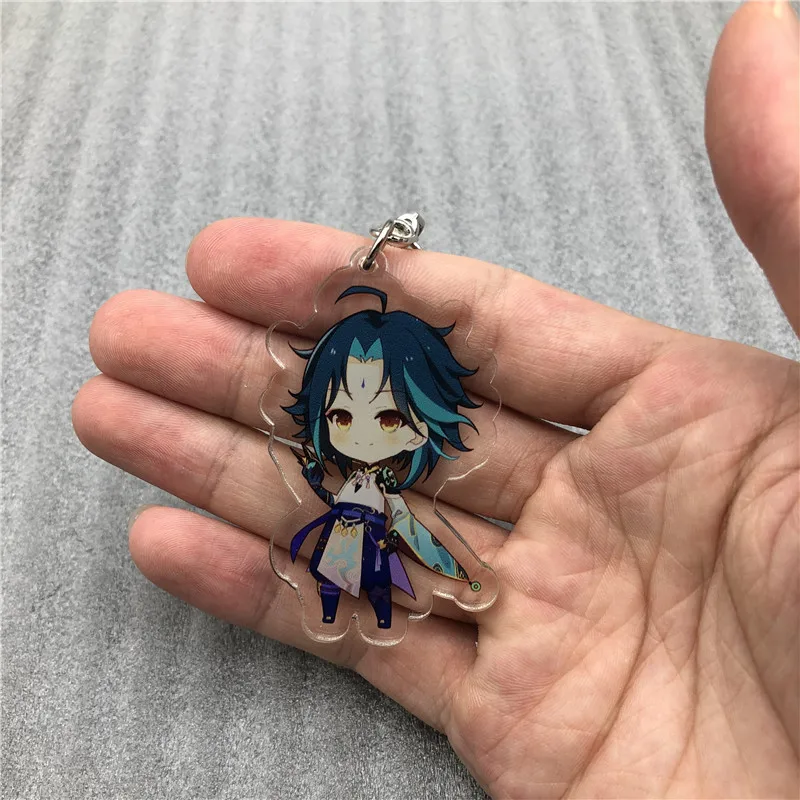 

Genshin Impact Diluc Albedo Keychain Badge Accessories Xiao Keqing Cosplay Props Key Chain Cartoon Backpack Pendant
