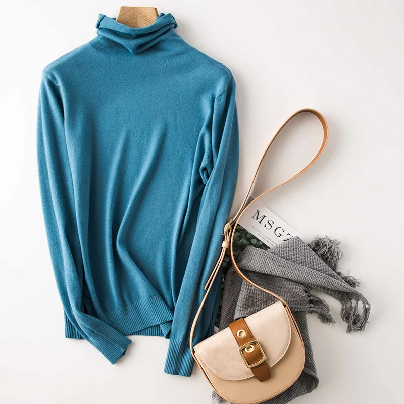 Шерхуре 2019 женский осенний свитер с длинным рукавом Водолазка чистого цвета и