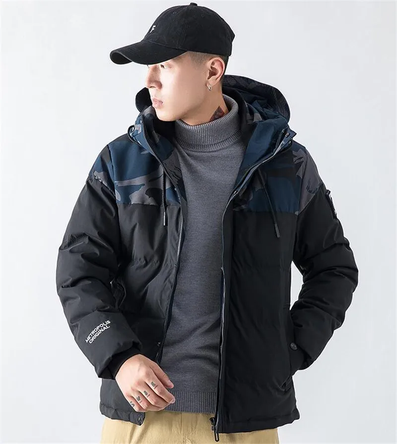 Зимняя толстая камуфляжная парка мужская модная ветровка с капюшоном куртка